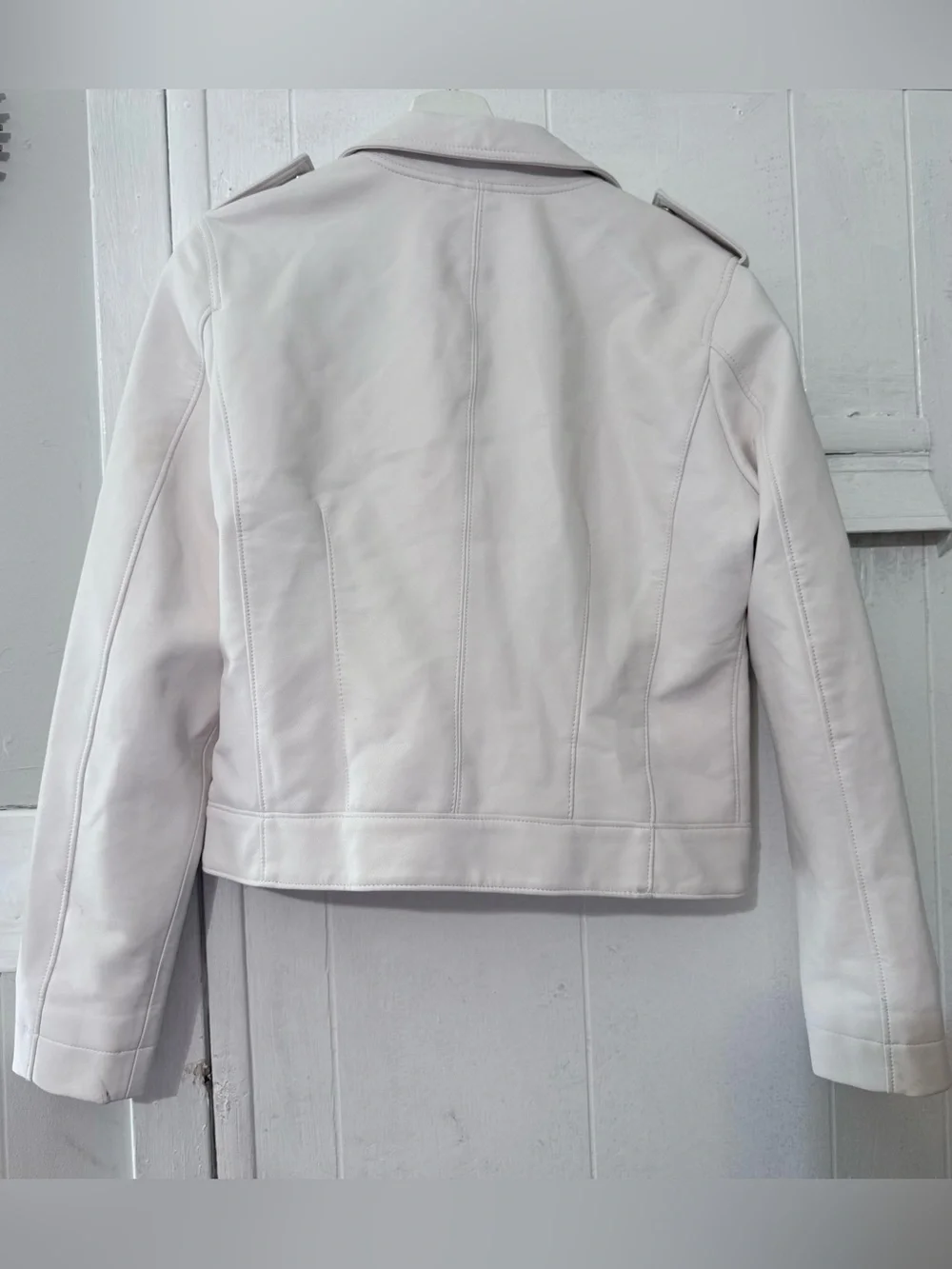 Blank NYC Light Pink Leather Moto Jacket with Silver Hardware